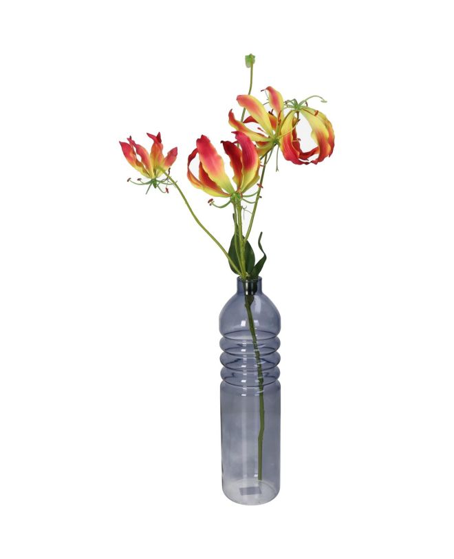 Βάζο Μπουκάλι Λιλά Γυαλί 8.6x8.6x31.5cm