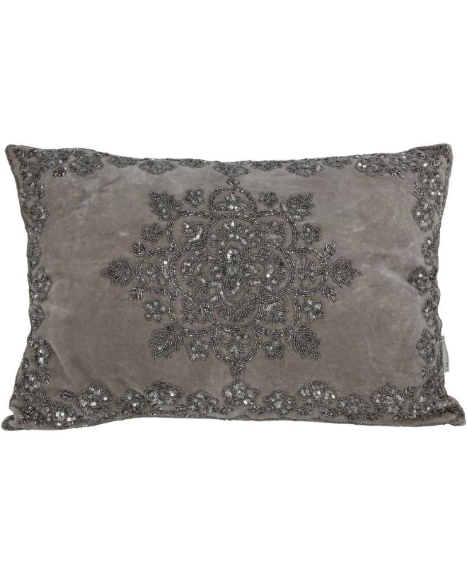 Μαξιλάρι Χάντρες Μπεζ Βελούδο 40x60cm