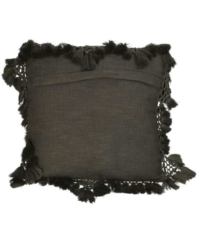 Μαξιλάρι Με Φούντες Γκρι Βαμβακερό 45x45cm