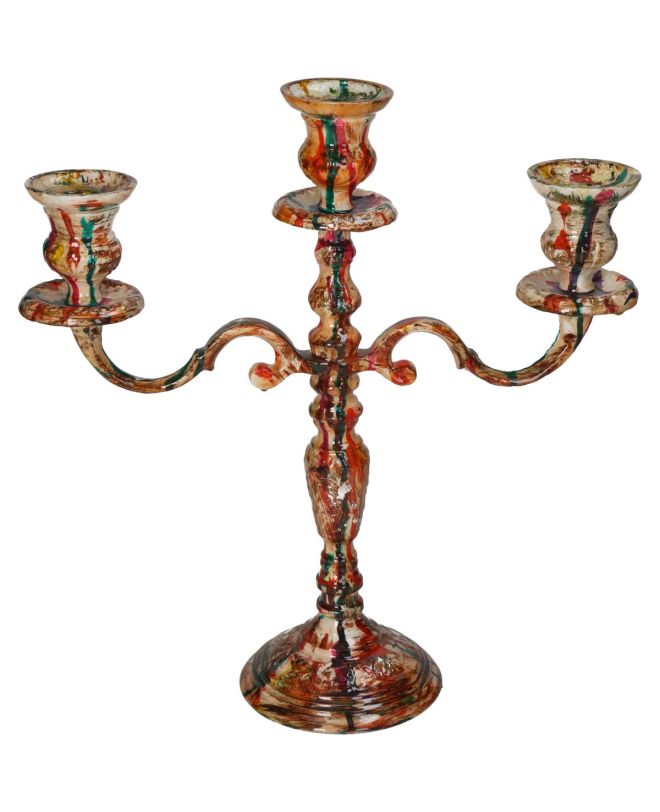 Κηροπήγιο Πολύχρωμο Αλουμίνιο 33.5x12x35cm