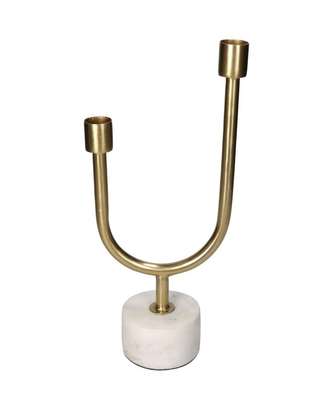 Κηροπήγιο Χρυσό Μάρμαρο 14x7.5x31cm