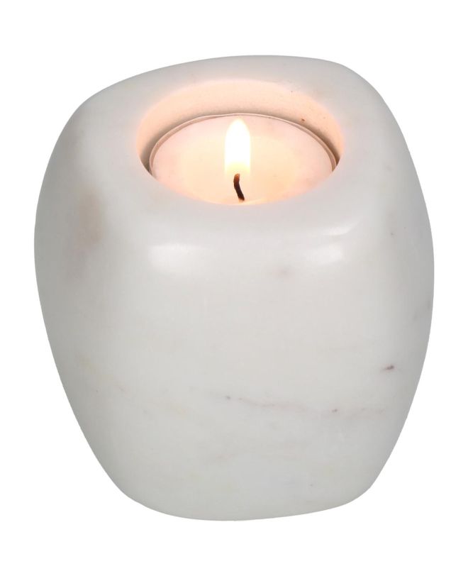 Κηροπήγιο Λευκό Μάρμαρο 8.5x8.5x6.5cm