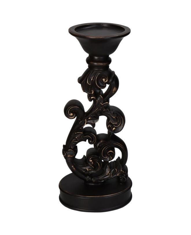 Κηροπήγιο Μαύρο Polyresin 14x10x32cm