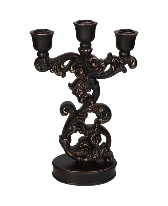 Κηροπήγιο Μαύρο Polyresin 18.5x8x30cm