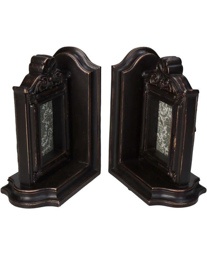 Βιβλιοστάτης Κορνίζες Μαύρο Polyresin 27.5x8.8x17.8cm Σετ 2Τμχ