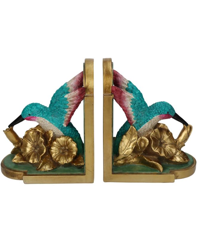 Βιβλιοστάτης Πουλί Πολύχρωμο Polyresin 28.5x9.8x17cm Σετ 2Τμχ