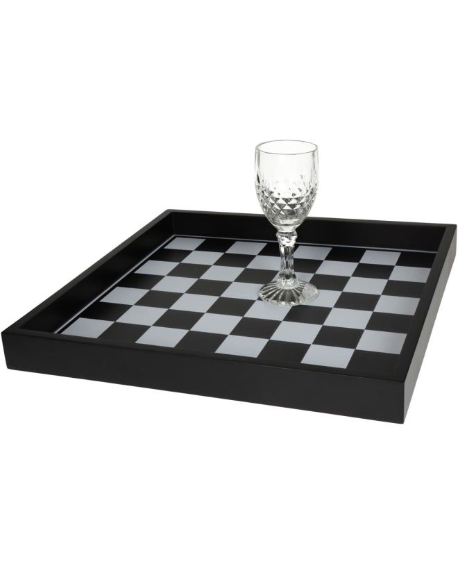 Δίσκος Σκακιέρα Ξύλο Μαύρο Polyresin 40x4.4x40cm