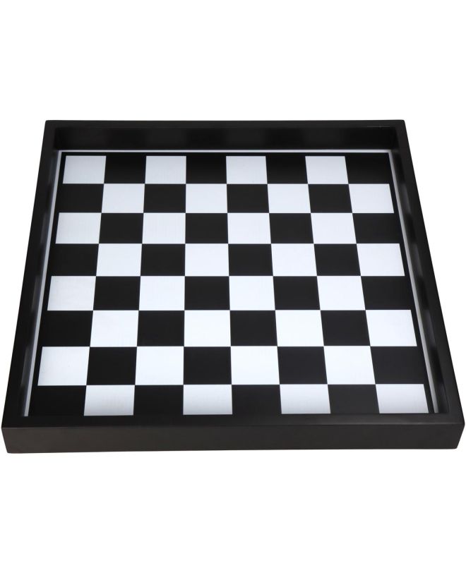 Δίσκος Σκακιέρα Ξύλο Μαύρο Polyresin 40x4.4x40cm