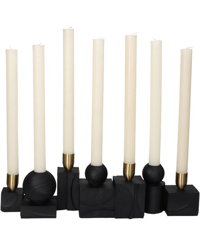 Κηροπήγιο Γεωμετρικό Μαύρο Polyresin 40.7x8.7x11.8cm