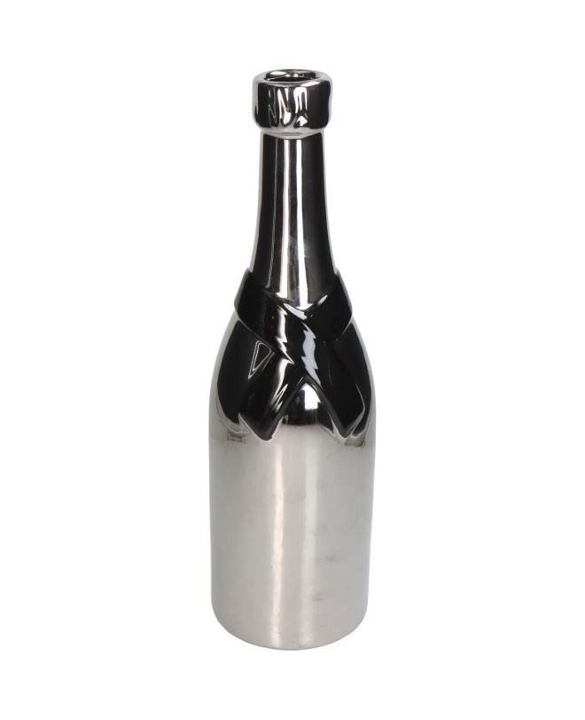 Βάζο Μπουκάλι Σαμπάνιας Ασημί Κεραμικό 11.5x11.5x38.8cm