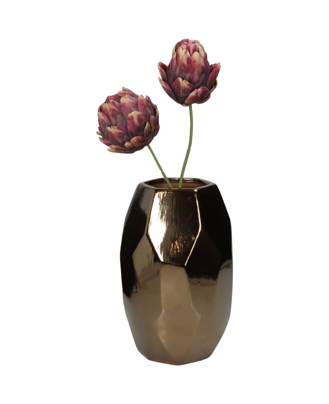 Βάζο Κύβος Μπρονζέ Κεραμικό 15.5x15.5x23.5cm