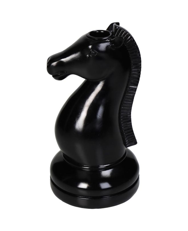 Κηροπήγιο Αξιωματικός Σκακιού Μαύρο Polyresin 11.5x11.5x22cm