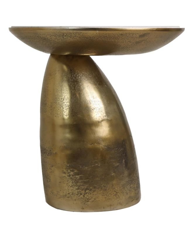 Τραπεζάκι Χρυσό Μάρμαρο/Αλουμίνιο 58x58x55cm