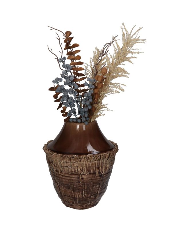 Βάζο Κορμός Ξύλου Καφέ Κεραμικό 21x21x24.5cm