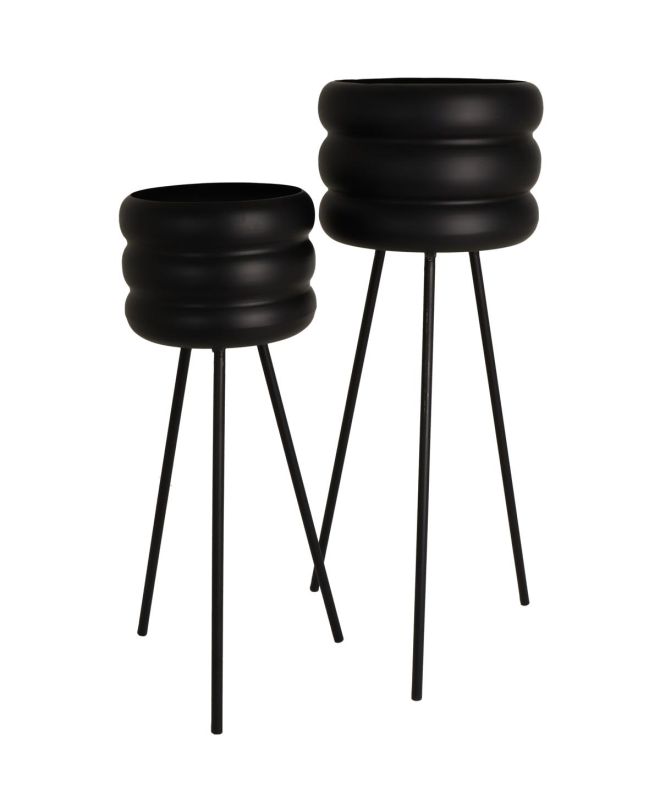 Κασπώ Μαύρο Μέταλλο 33x33x89cm Σετ 2Τμχ