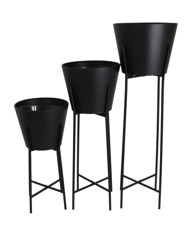 Κασπώ Μαύρο Μέταλλο 33x33x102cm Σετ 3Τμχ