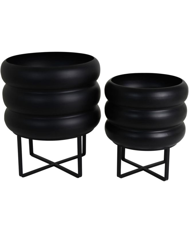 Κασπώ Μαύρο Μέταλλο 33x33x38.5cm Σετ 2Τμχ