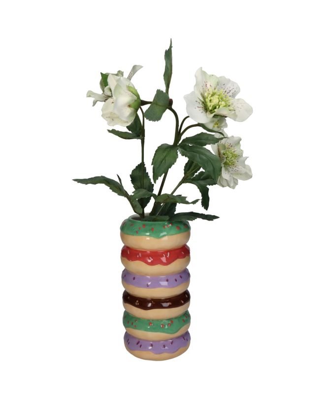 Βάζο Donuts Πολύχρωμο Κεραμικό 9x9x18cm