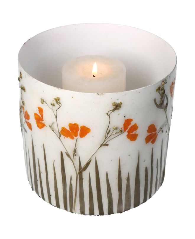 Κασπώ Αποξηραμένα Λουλούδια Ιβουάρ Μέταλλο 17x17x15cm