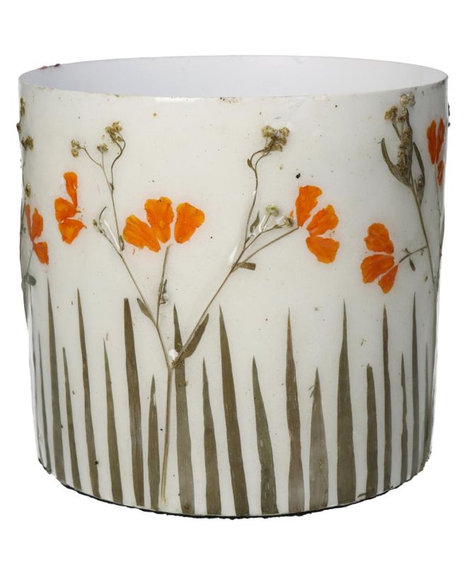 Κασπώ Αποξηραμένα Λουλούδια Ιβουάρ Μέταλλο 17x17x15cm