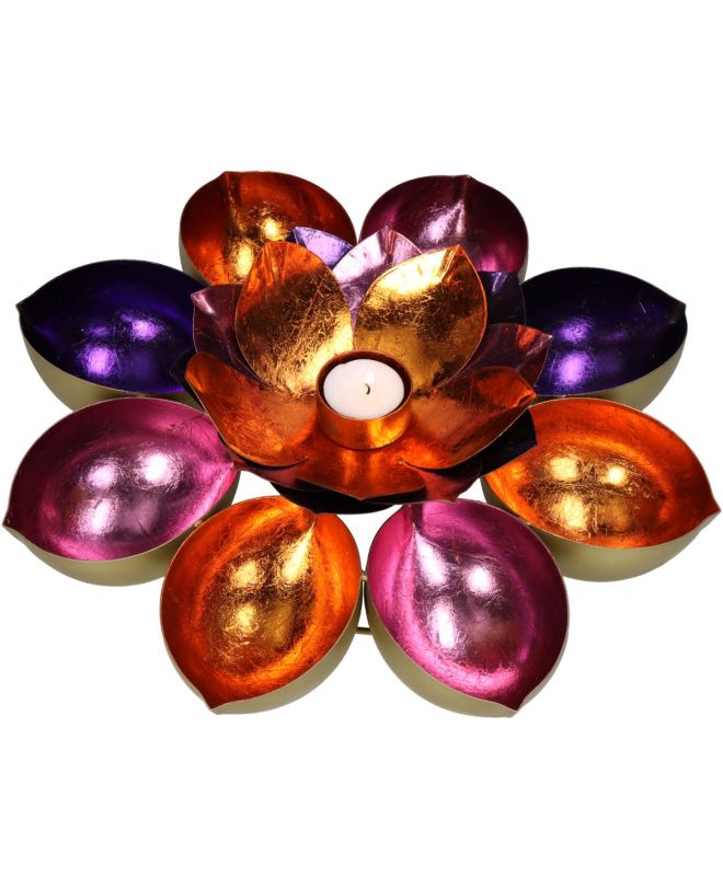 Κηροπήγιο Πολύχρωμο Μέταλλο 35x35x10cm