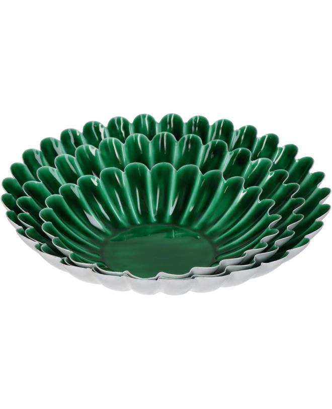 Μπολ Πράσινο Μέταλλο 31x31x6cm Σετ 3Τμχ