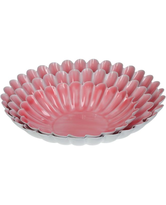 Μπολ Ροζ Μέταλλο 31x31x6cm Σετ 3Τμχ