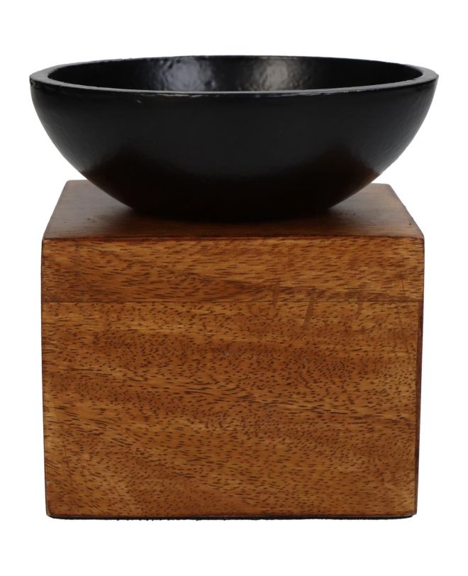 Κηροπήγιο Καφέ Ξύλο 11.5x11.5x11.5cm