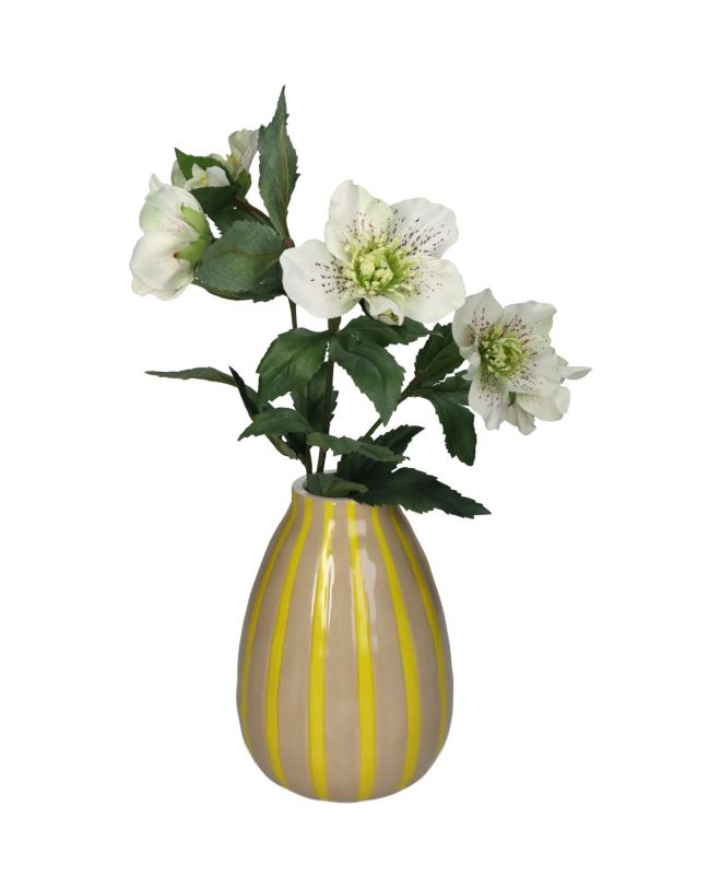 Βάζο Με Ρίγες Κίτρινο Δολομίτης 12.4x12.4x17.8cm