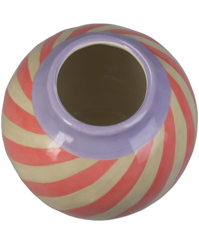 Βάζο Με Ρίγες Ροζ Δολομίτης 16x16x15.6cm