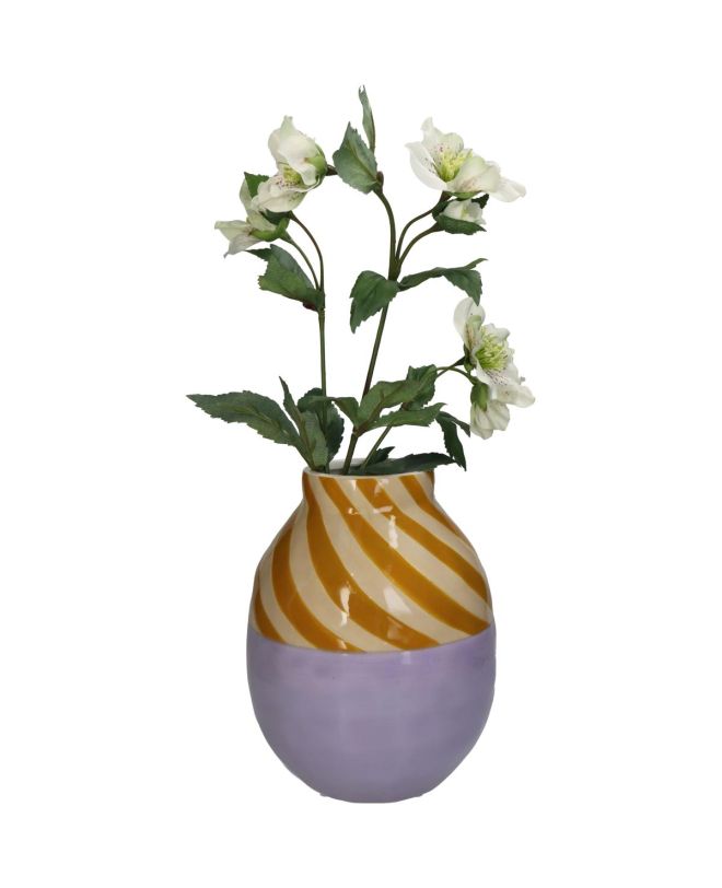 Βάζο Με Ρίγες Λιλά Δολομίτης 16x16x20.4cm