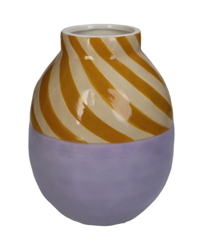 Βάζο Με Ρίγες Λιλά Δολομίτης 16x16x20.4cm