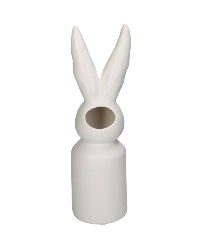 Βάζο Λαγός Λευκό Πορσελάνη 9x9x30cm