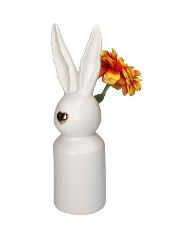 Βάζο Λαγός Λευκό Πορσελάνη 9x9x30cm