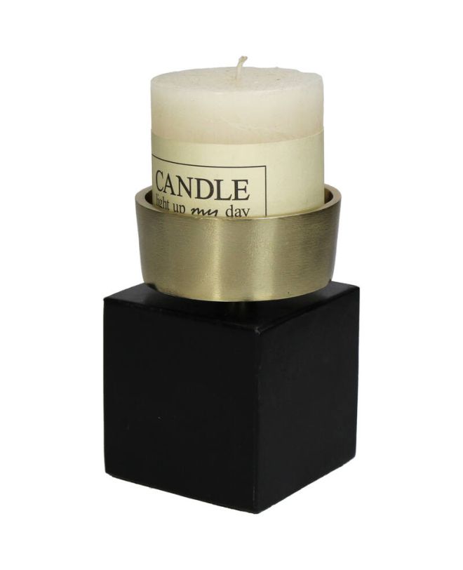 Κηροπήγιο Μαύρο Μάρμαρο 9x9x12cm