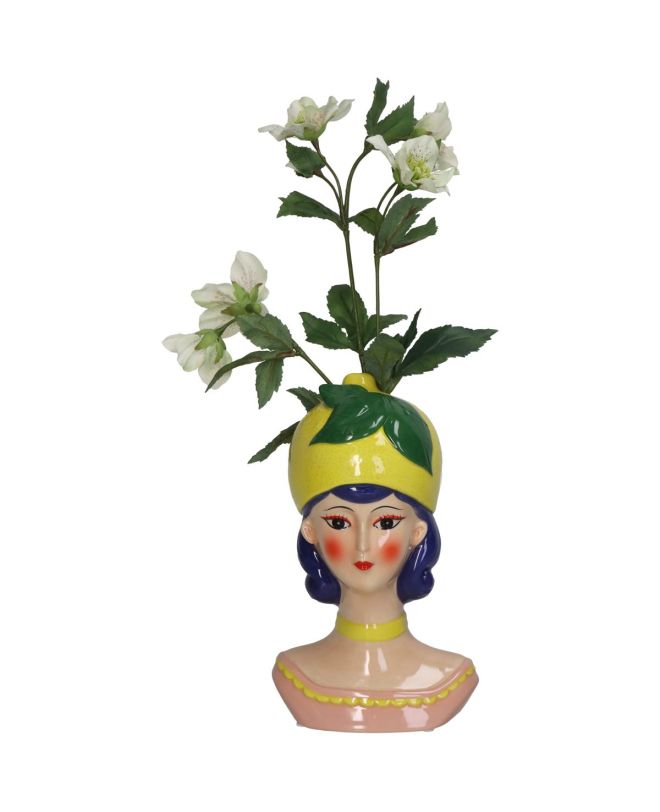 Βάζο Γυναίκα Με Καπέλο Λεμόνι Πολύχρωμο Δολομίτης 14.8x11.7x24.5cm
