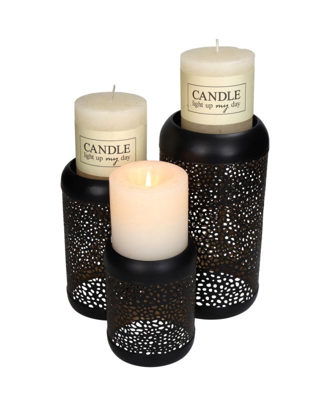 Κηροπήγιο Μαύρο Μέταλλο 10.5x10.5x20cm Σετ 3Τμχ