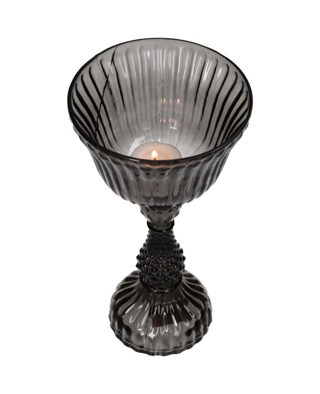 Κηροπήγιο Μαύρο Γυαλί 12x12x24.5cm