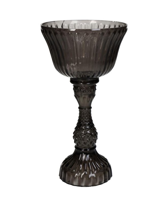 Κηροπήγιο Μαύρο Γυαλί 12x12x24.5cm