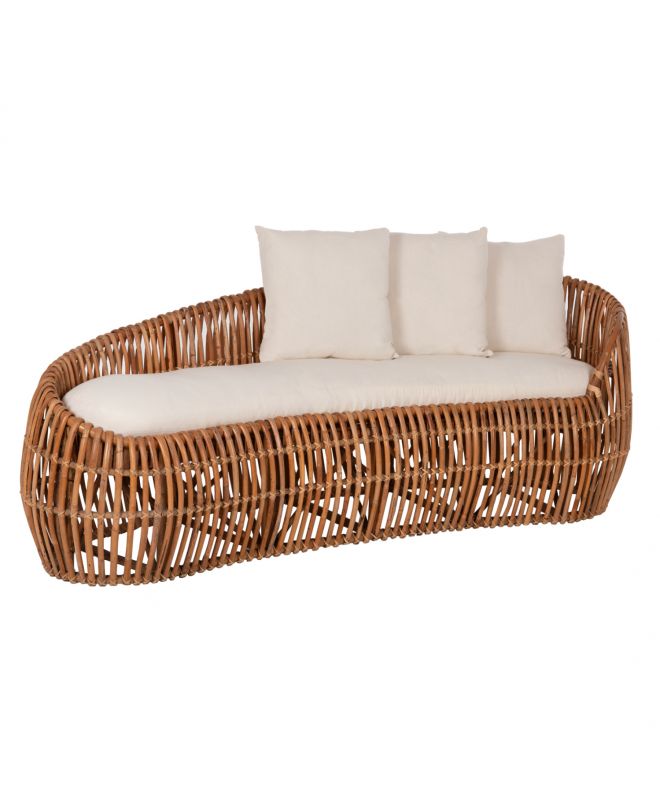 ΚΑΝΑΠΕΣ-ΑΝΑΚΛΙΝΤΡΟ LANTRY HM5991 ΦΥΣΙΚΟ RATTAN- ΛΕΥΚΑ ΜΑΞΙΛΑΡΙΑ 215x60x78Yεκ.
