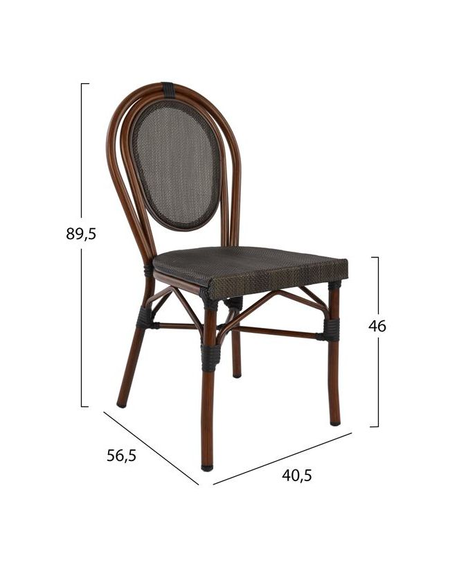 ΚΑΡΕΚΛΑ ΑΛΟΥΜΙΝΙΟΥ BAMBOO LOOK ΚΑΦΕ ΜΕ TEXTLINE 40,5x56,5x89,5 εκ. HM5026