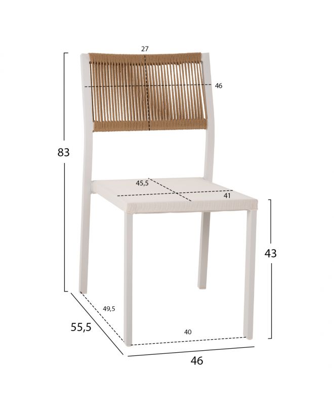 ΚΑΡΕΚΛΑ ΑΛΟΥΜΙΝΙΟΥ ΛΕΥΚΗ ΜΠΕΖ RATTAN & TEXTLINE HM5921.02 46x55,5x83Yεκ.
