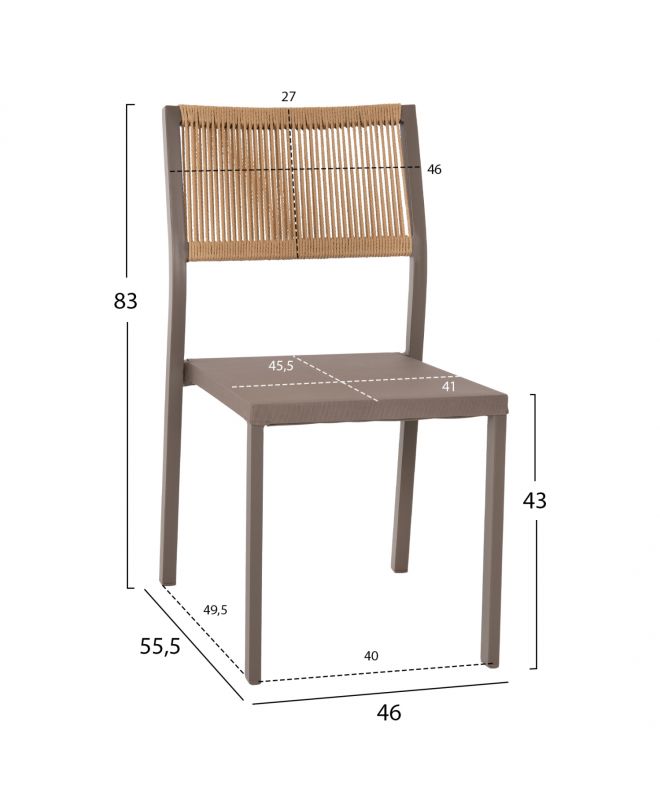 ΚΑΡΕΚΛΑ ΑΛΟΥΜΙΝΙΟΥ ΣΑΜΠΑΝΙ ΜΕ RATTAN & TEXTLINE HM5921.03 46x55,5x83 εκ.