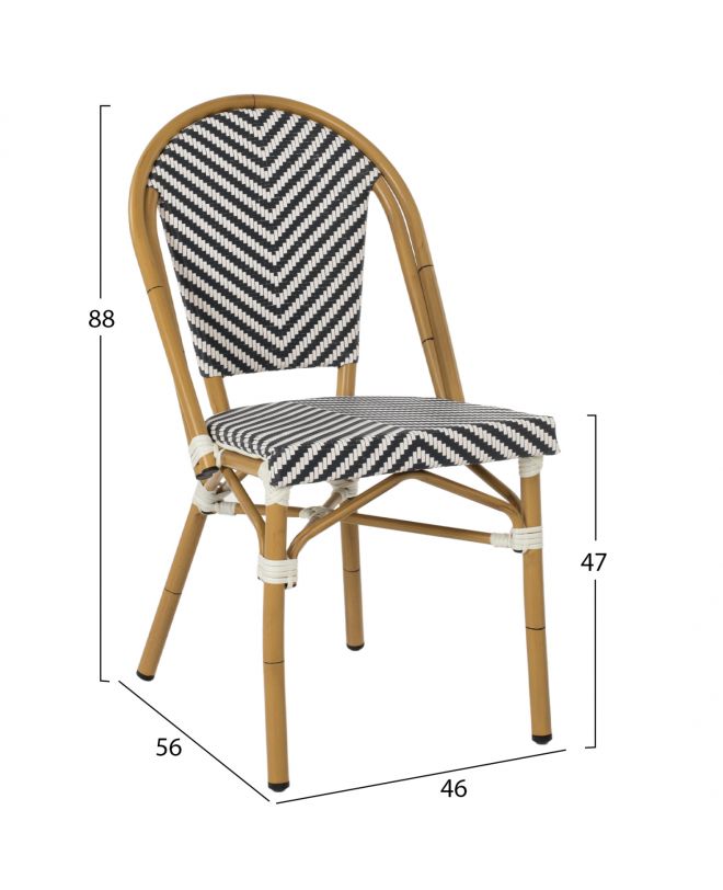 ΚΑΡΕΚΛΑ BAMBOO LOOK ΜΑΥΡΟ-ΛΕΥΚΟ HM5860.01 46x56x88Y εκ.