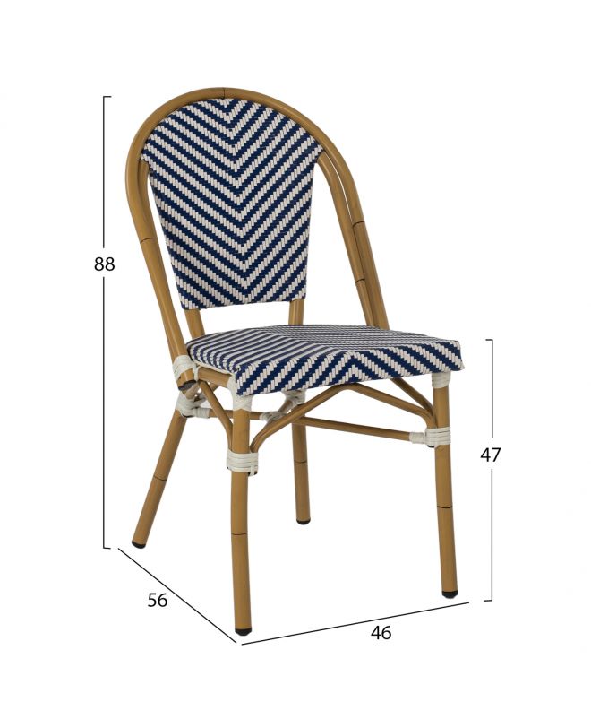 ΚΑΡΕΚΛΑ BAMBOO LOOK ΜΠΛΕ-ΛΕΥΚΟ HM5860.02 46x56x88Y εκ.