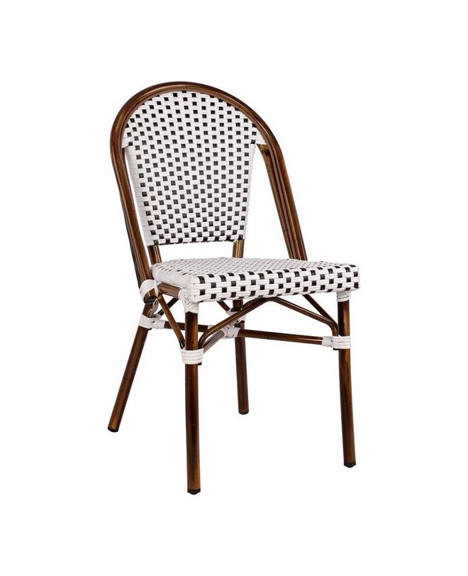 ΚΑΡΕΚΛΑ BISTRO ΑΛΟΥΜΙΝΙΟΥ BAMBOO LOOK ΜΕ ΛΕΥΚΟ-ΜΑΥΡΟ RATTAN HM5566.01 45x54x90Υεκ.