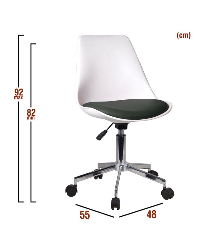 Καρέκλα Γραφείου ArteLibre ΚΥΒΕΛΗ Λευκό/Μαύρο PU 48x55x82-92cm