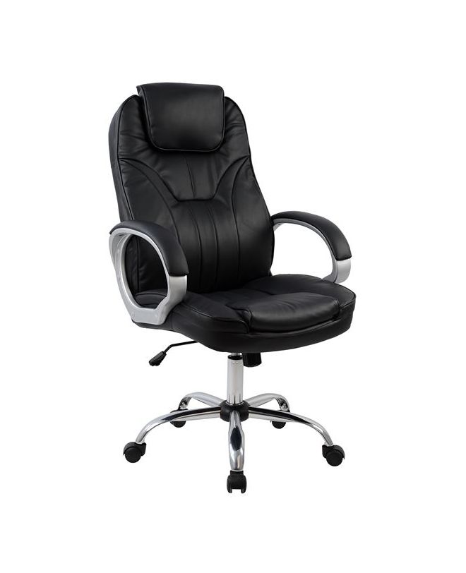 ΚΑΡΕΚΛΑ ΓΡΑΦΕΙΟΥ ΜΑΥΡΟ PU ΔΙΕΥΘΥΝΤΙΚΗ ΜΕ ΠΟΔΙ ΧΡΩΜΙΟ 65x71x106,5-116Y εκ.HM1025.01