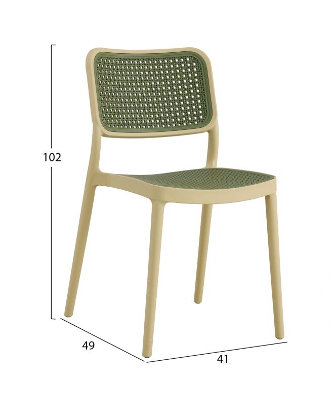 ΚΑΡΕΚΛΑ ΠΟΛΥΠΡΟΠΥΛΕΝΙΟΥ HM5934.04 ΜΠΕΖ ΜΕ OLIVE GREEN ΨΑΘΑ 41x49x102Υ εκ.