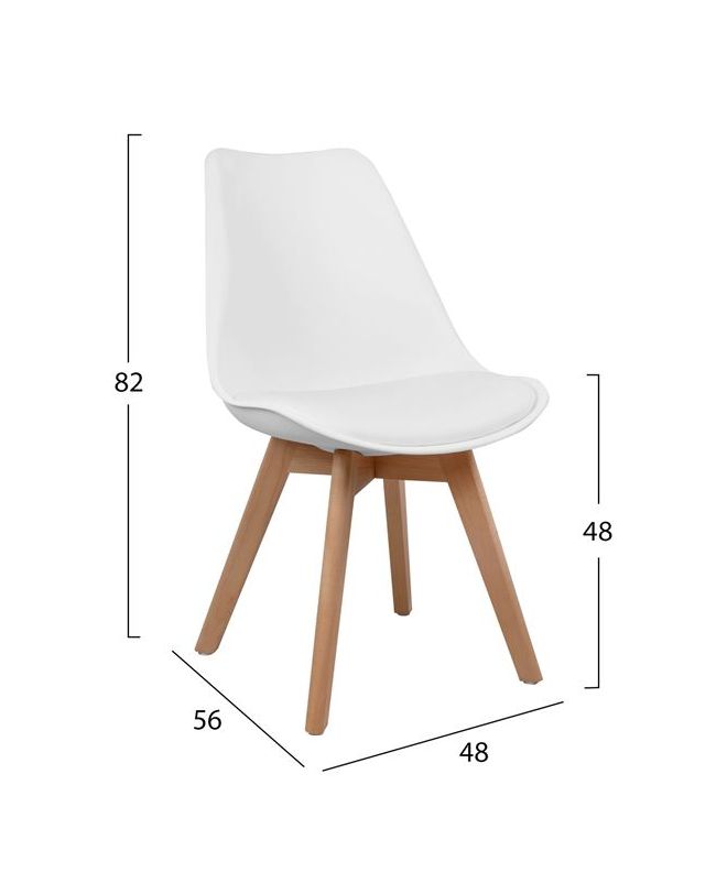 ΚΑΡΕΚΛΑ VEGAS HM0033.01 ΜΕ ΞΥΛΙΝΑ ΠΟΔΙΑ ΚΑΙ ΜΕ ΚΑΘΙΣΜΑ ΛΕΥΚΟ 47x56,6x82Υεκ.